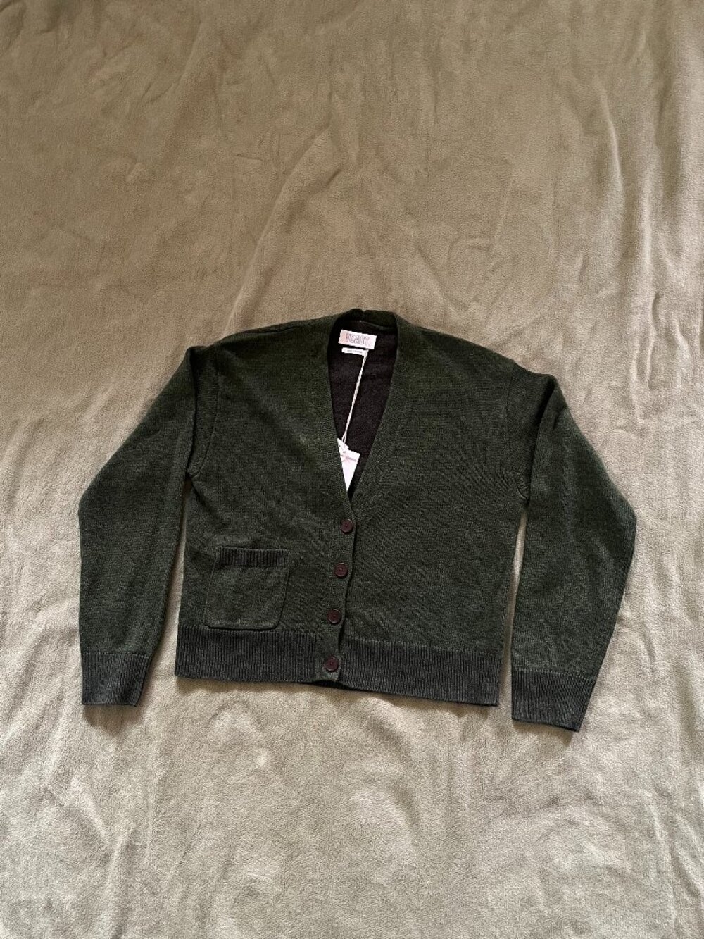 NWT Toast Wool Linen Patch Pocket Cardigan Artichoke M